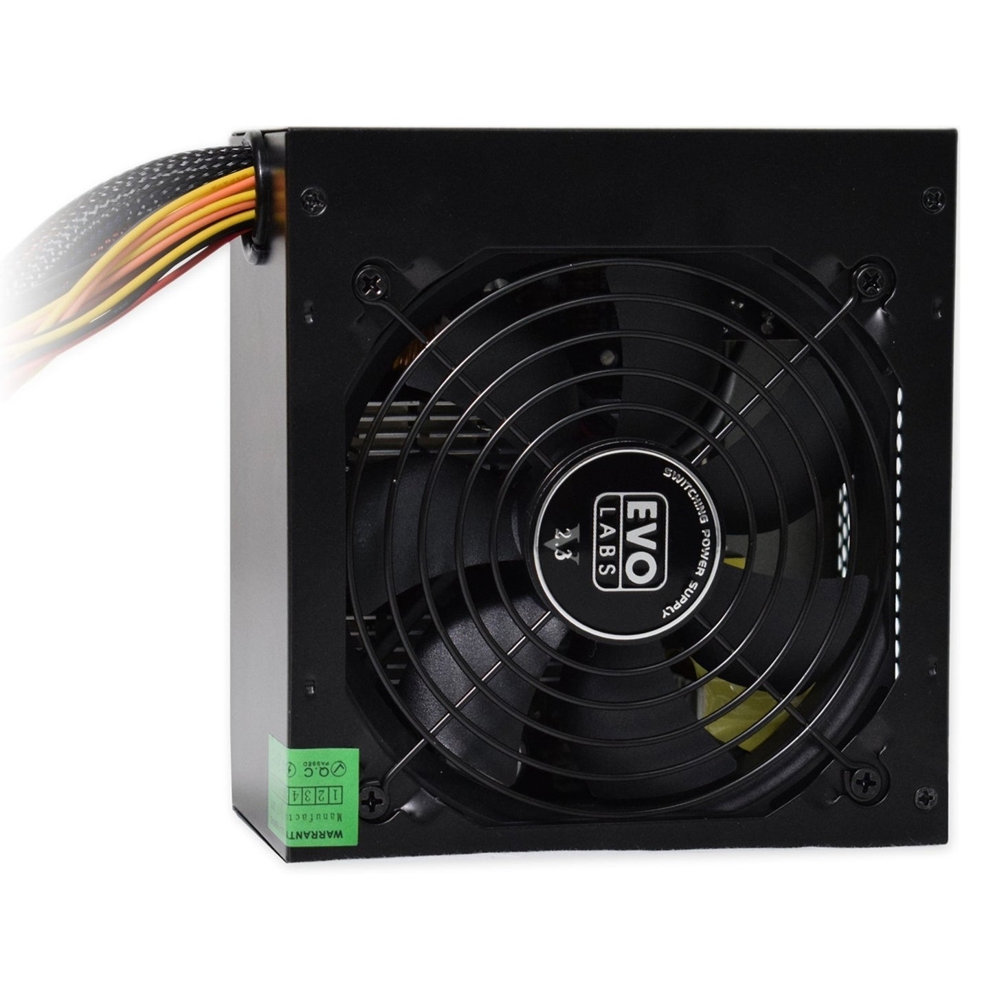 EVO LABS BR500-12BL 500W PSU, 120mm Black Silent Fan with Improved Ventilation, Non Modular, Stable & Reliable, Retail Packaged