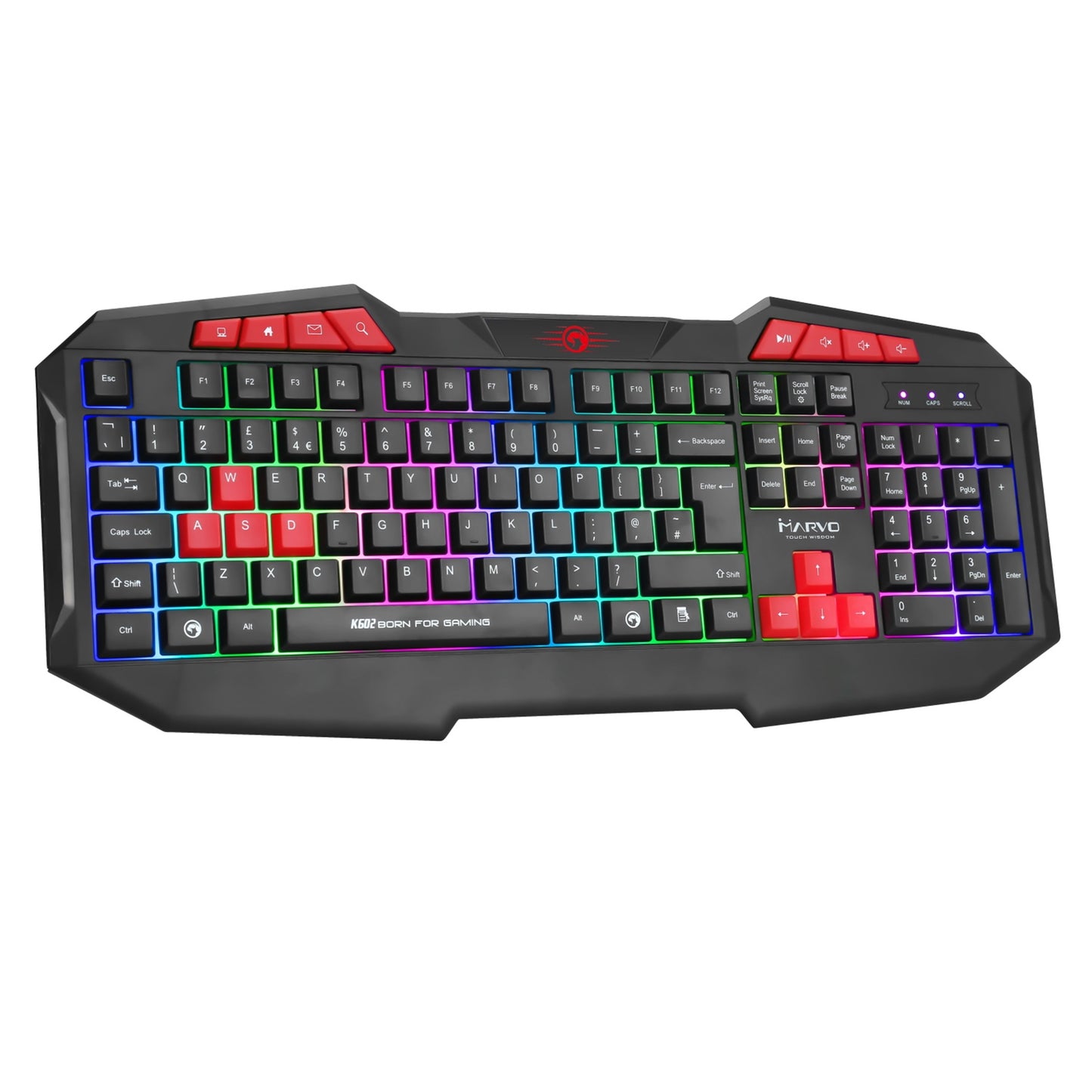 Marvo Scorpion CM375 4-in-1 Gaming Bundle, Wired Keyboard, Mouse, Headset and Mouse Pad, 7 Colour LED, Multimedia, Anti-ghosting Keys, 3200 dpi Mouse, Non-slip Mouse Pad and Stereo Headset