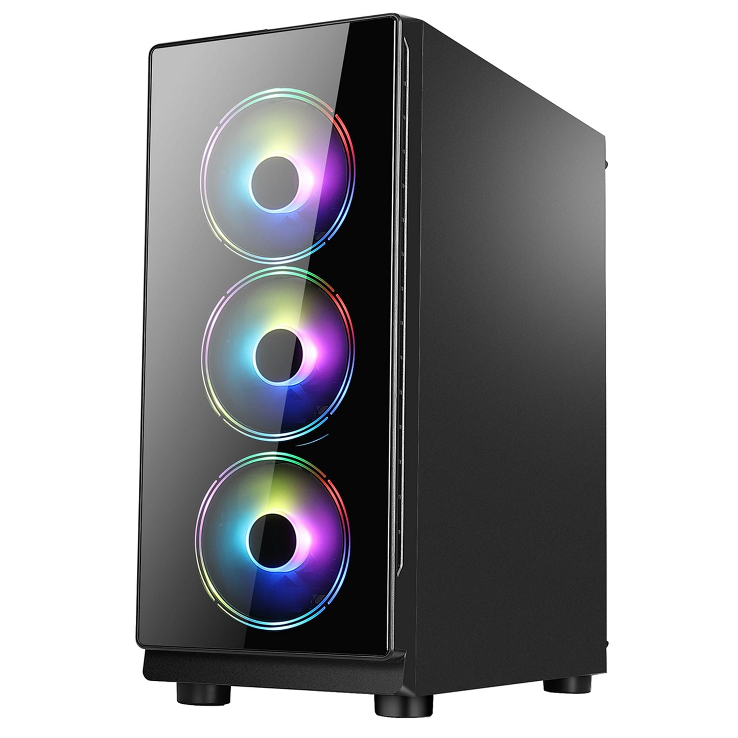 CRONUS Achos Case, Gaming, Black, Mid Tower, 1 x USB 3.0 / 2 x USB 2.0, Tempered Glass Side & Front Window Panels, Addressable RGB LED Fans, ATX, Micro ATX, Mini-ITX