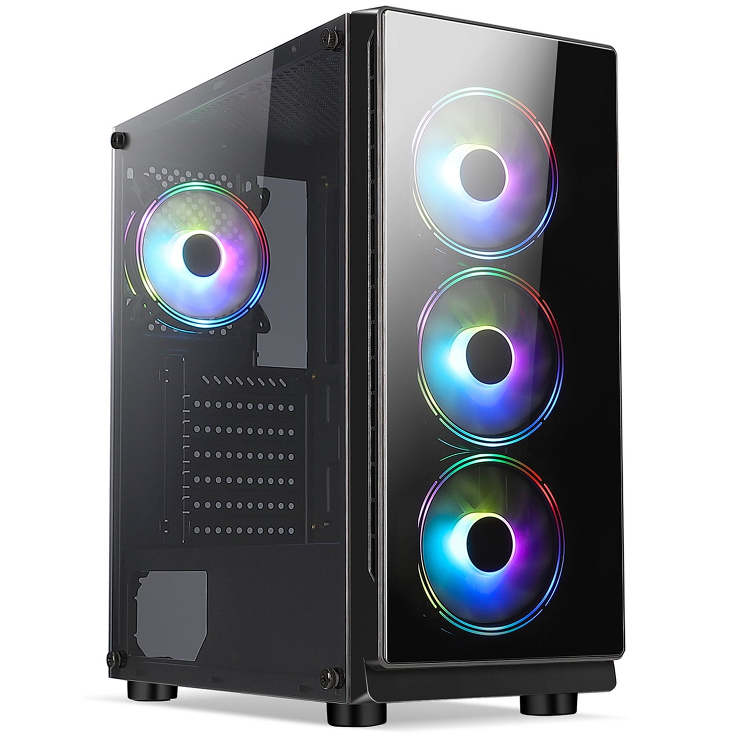 CRONUS Achos Case, Gaming, Black, Mid Tower, 1 x USB 3.0 / 2 x USB 2.0, Tempered Glass Side & Front Window Panels, Addressable RGB LED Fans, ATX, Micro ATX, Mini-ITX