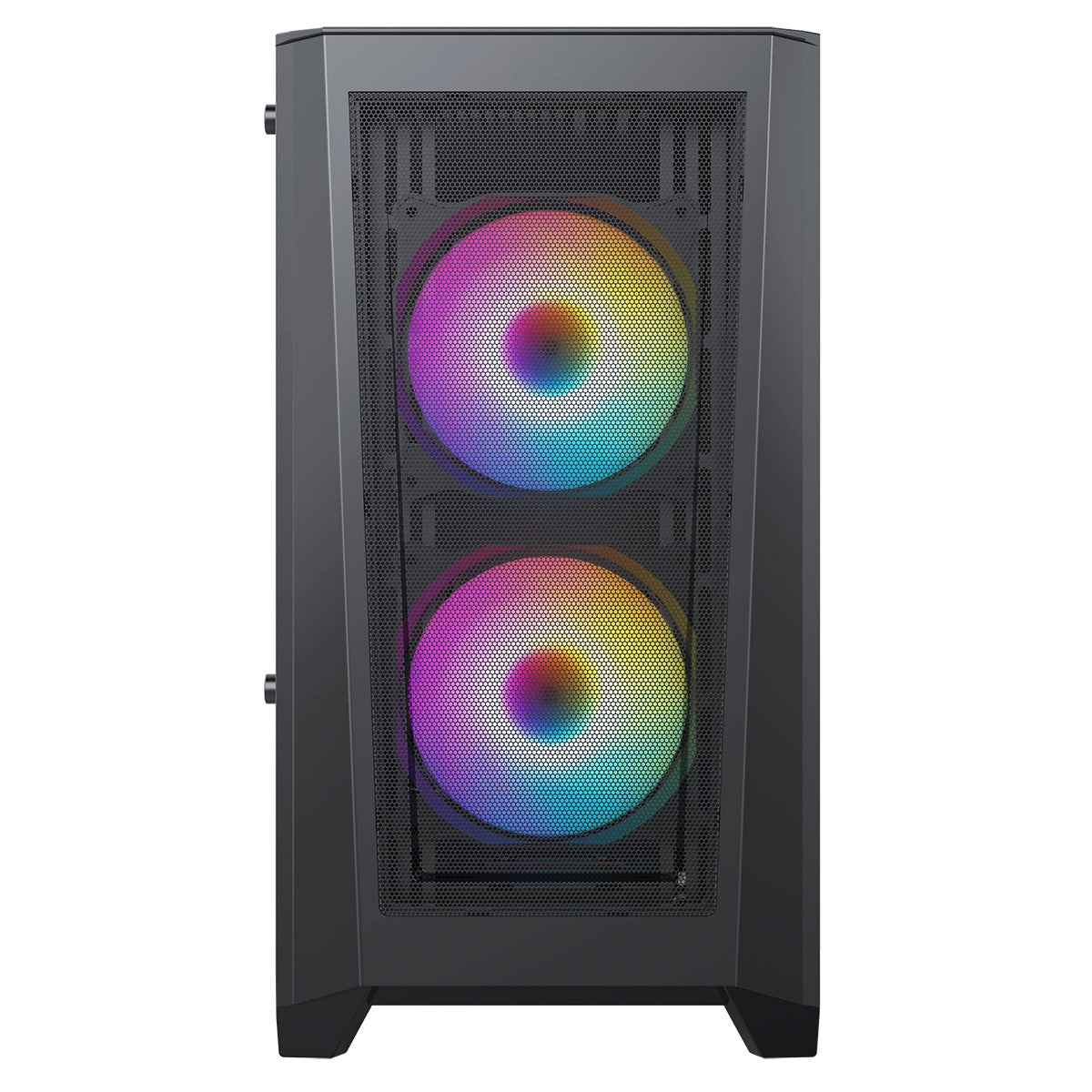 Level 2 Black Micro-ATX Mesh PC Gaming Case with 3 x 120mm RGB Rainbow Fans Included With Tempered Glass Side Panel