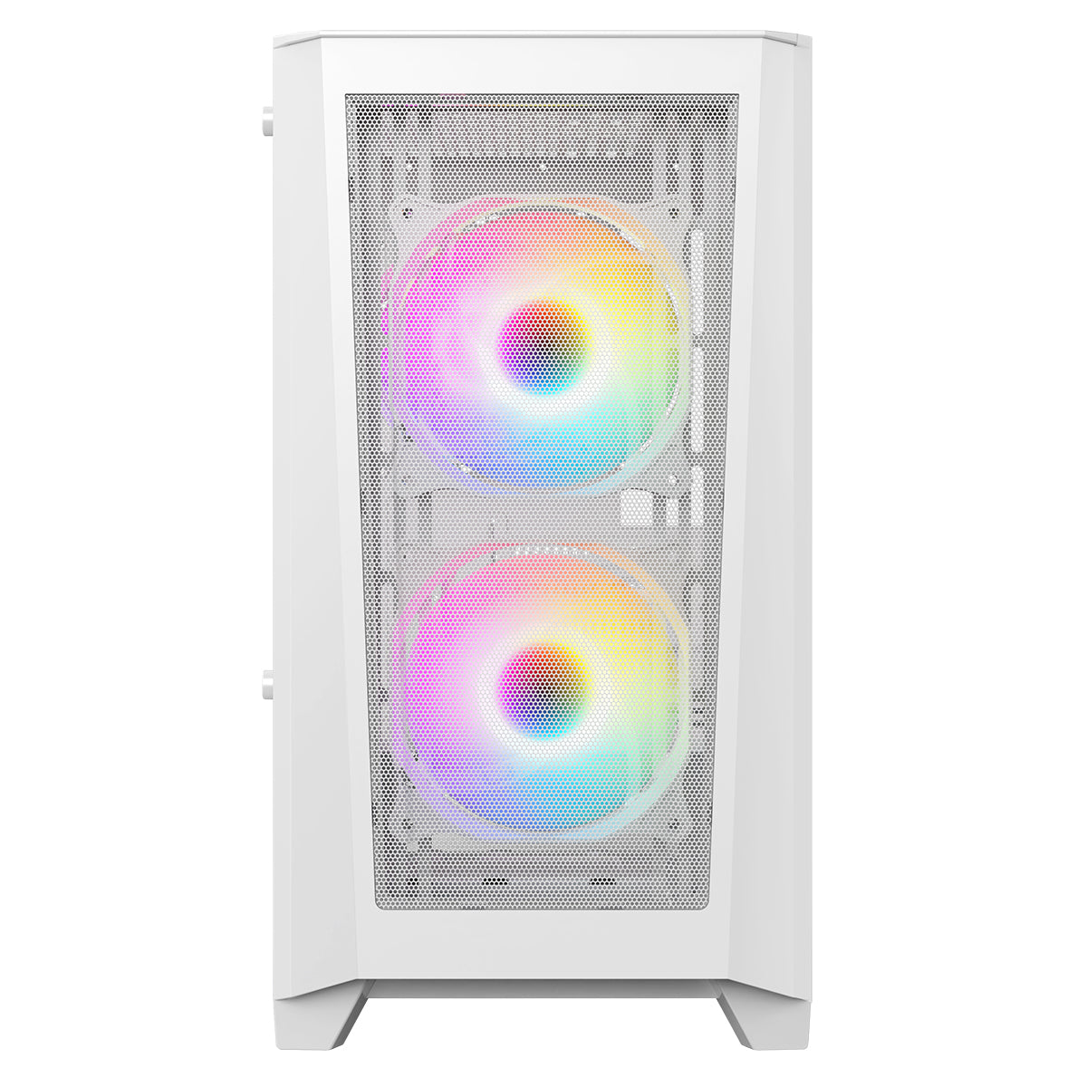 Level 2 White Micro-ATX Mesh PC Gaming Case with 3 x 120mm RGB Rainbow Fans Included With Tempered Glass Side Panel