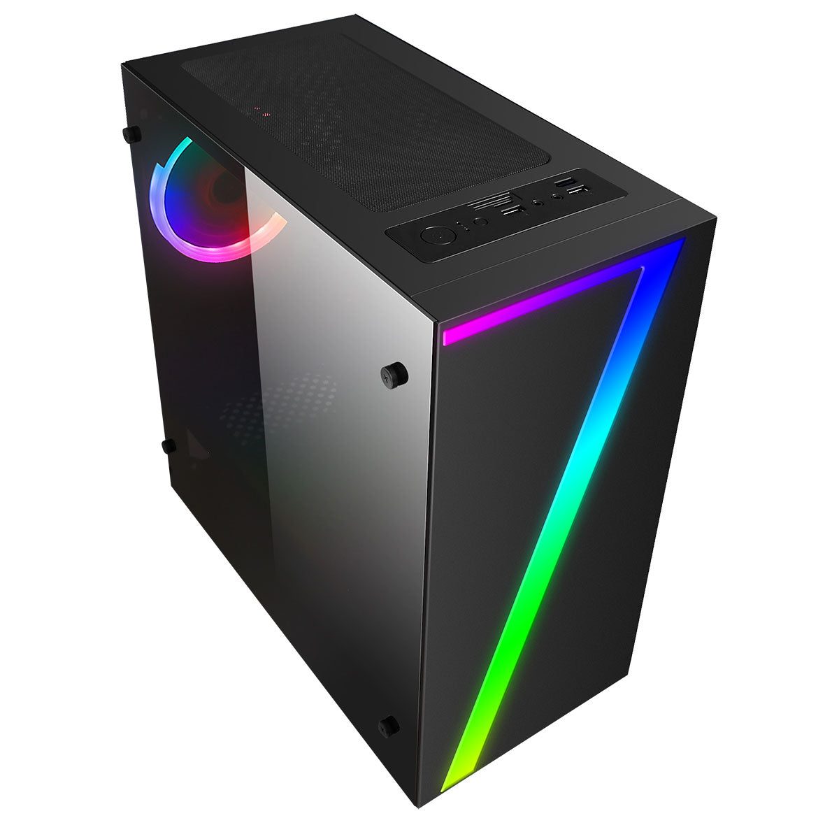 Seven MATX Gaming Case Rainbow RGB Strip 1 x Rainbow RGB Fan Acrylic Side