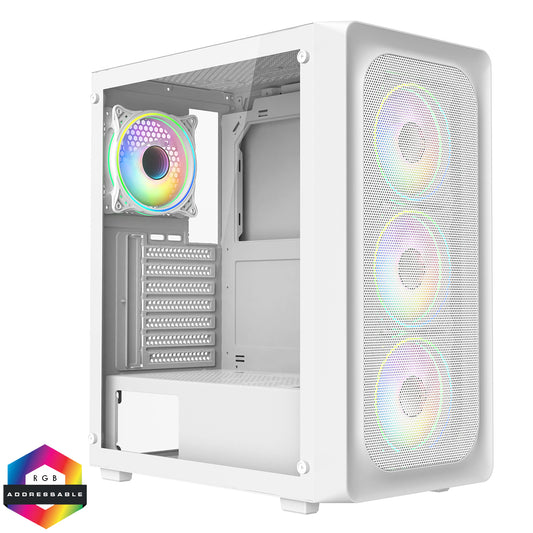 OCHW Gaming PC • Intel Core i5 12400F • Nvidia RTX 4060 8GB GDDR6 • 16GB RAM 3200MHz • 1TB SSD • 600W PSU • White Mesh RGB Gaming PC Case • Wifi • Windows 11