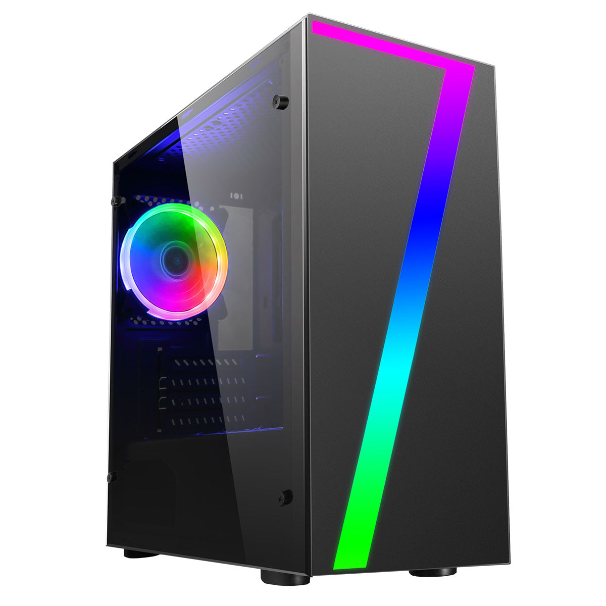 Seven MATX Gaming Case Rainbow RGB Strip 1 x Rainbow RGB Fan Acrylic S ...
